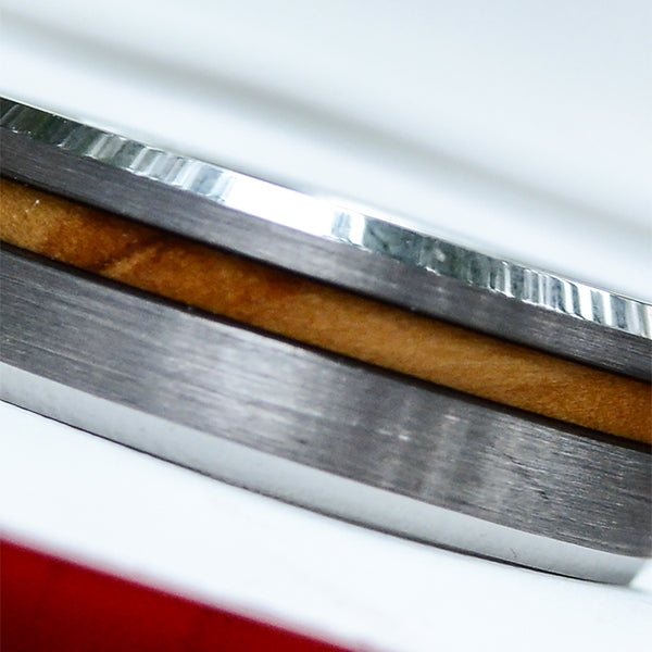 Match His and Hers Tungsten Rings With Olive Wood Inlay