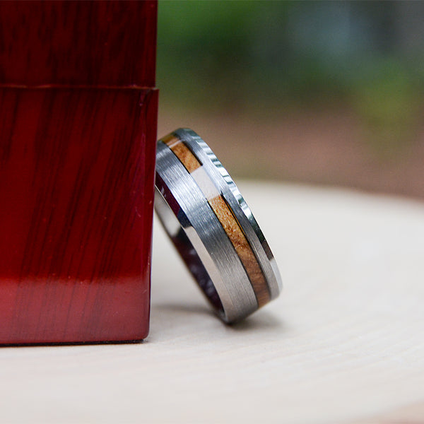Match His and Hers Tungsten Rings With Olive Wood Inlay