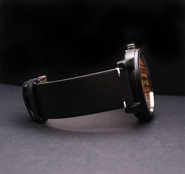Classic Handmade Minimalist Wooden Watch with Premium Leather Band