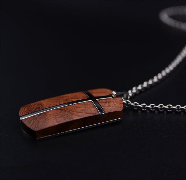 Handmade Rosewood Cross Necklace For Men