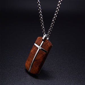 Rosewood Cross Necklace For Men- Mens Pendant Necklace-Wood Necklace Pendants for Men | Urban Designer