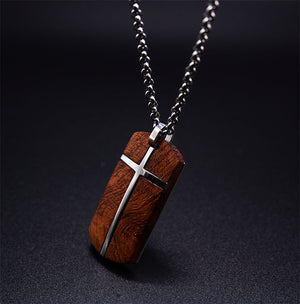 Rosewood Cross Necklace For Men- Mens Pendant Necklace-Wood Necklace Pendants for Men | Urban Designer