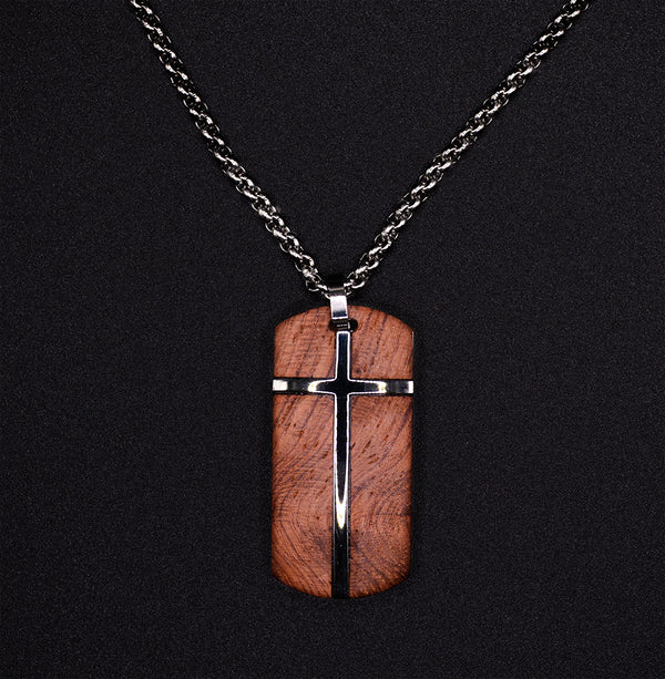 Rosewood Cross Necklace For Men- Mens Pendant Necklace-Wood Necklace Pendants for Men | Urban Designer