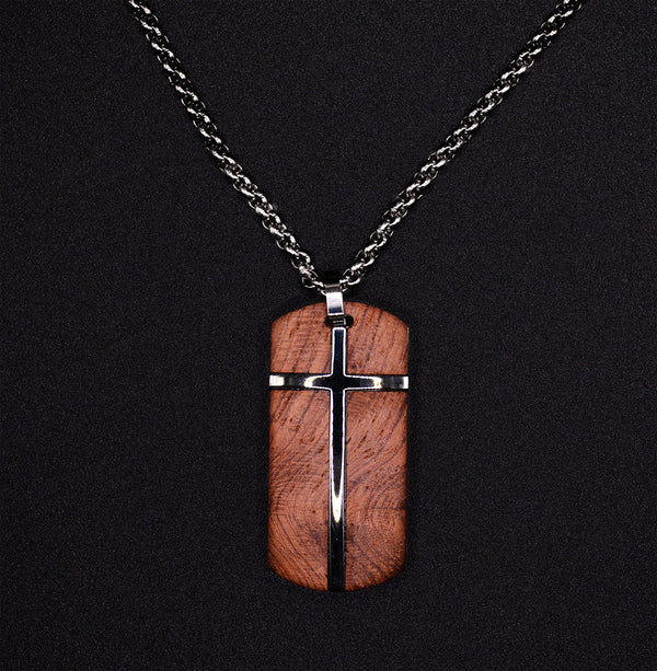 Rosewood Cross Necklace For Men- Mens Pendant Necklace-Wood Necklace Pendants for Men | Urban Designer