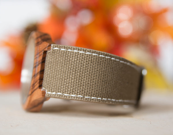 UD Engraved Watch Wood Watch with Genuine Leather/Canvas Watch Band