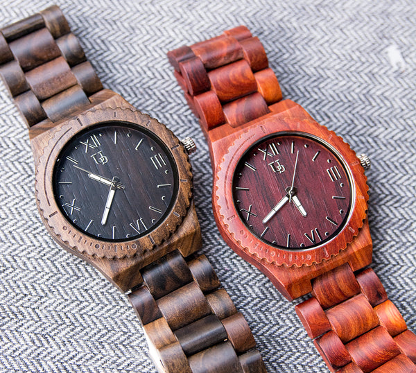 UD Personalized/Engraved His and Her Round Wooden Watches
