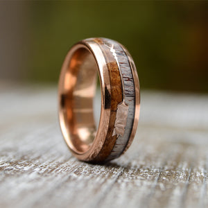 Wooden Wedding Rings Tungsten Ring With Antler And Koa Wood Inlay Sleek Feathered Arrow | Urban Designer