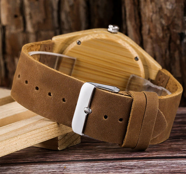 Mens leather Wood Watches