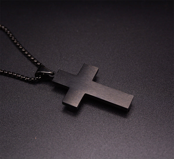 Rio Black Stainless Steel Men's Cross Necklace