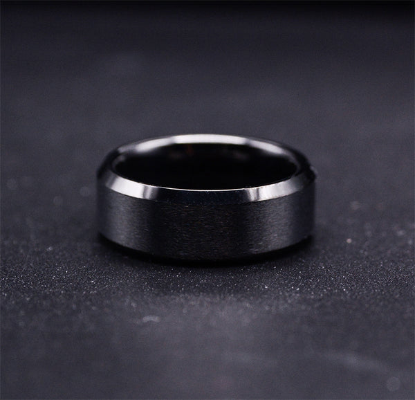 Strength and Grace: 8mm Black Tungsten Carbide Wedding Band for Men