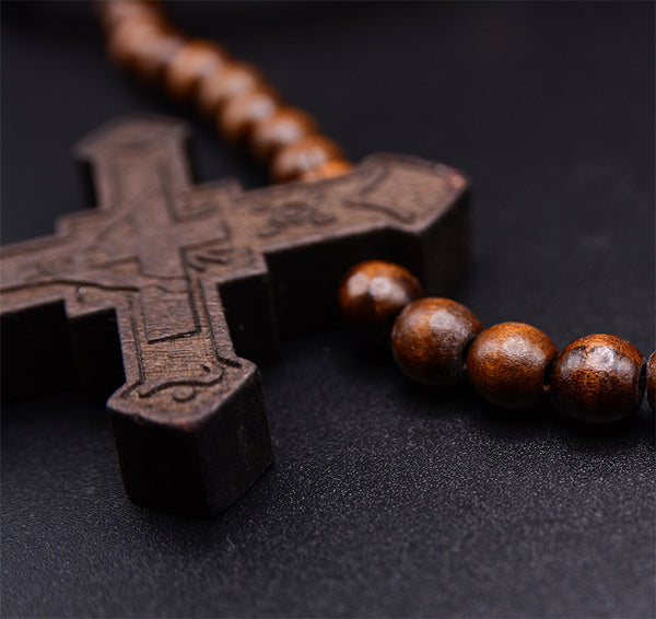 To Express Your Faith: Large Wood Cross Necklace for Men with Jesus Christ Pendant