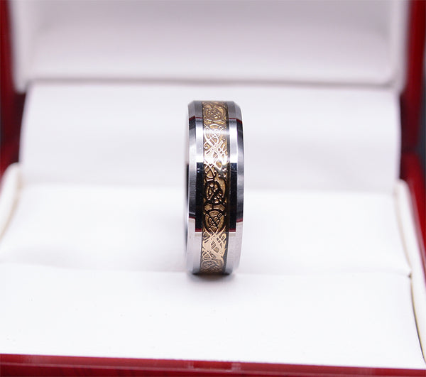 Women's Gold Dragon Tungsten Wedding Ring