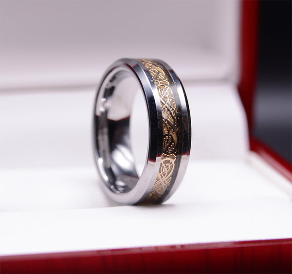 Women's Gold Dragon Tungsten Wedding Ring