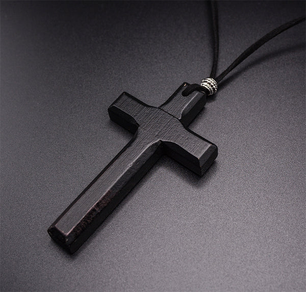 Rustic Elegance: Handmade Vintage Leather Cord Cross Necklace for Men and Women