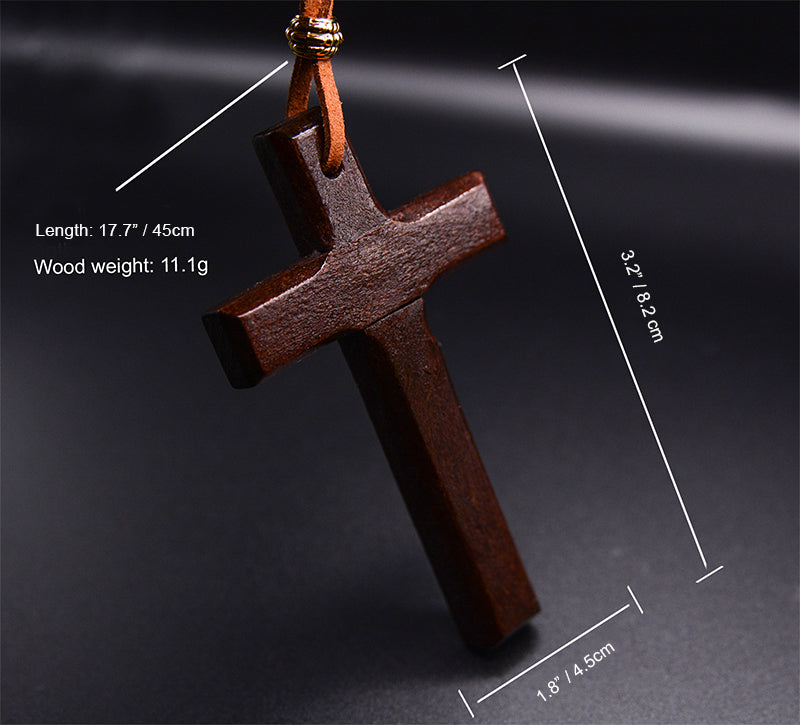 AFH Holy Jesus Christ Crucifix Cross Leather Cord Chain Grey Pendant Chain  Necklace For Unisex