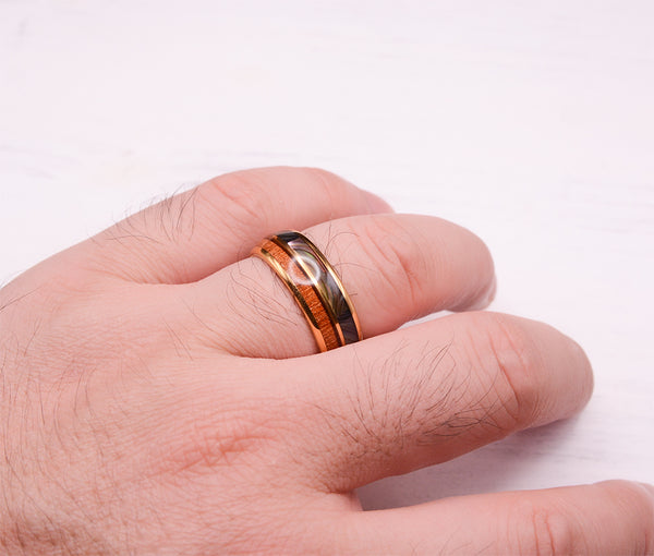 Aurora Cedar Gold Tungsten Rings With Wood Inlay 8mm