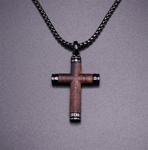 Stylish Symbol of Faith Rosewood Dark Cross Necklace For Men