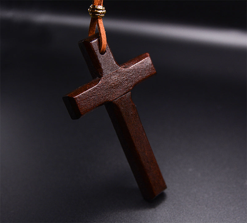 Wood Cross Pendant on Adjustable Rope Necklace – BlueRica