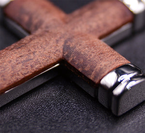 Stylish Symbol of Faith Rosewood Cross Necklace For Men