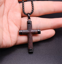 Stylish Symbol of Faith Rosewood Dark Cross Necklace For Men