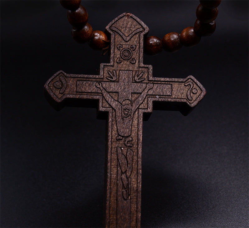 Stylish Symbol of Faith Wooden Dark Cross Necklace For Men