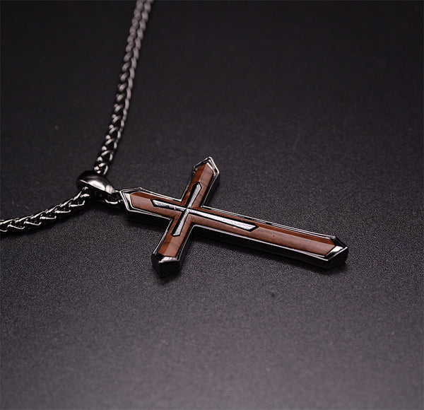 UXD Wooden Men's Cross Necklace