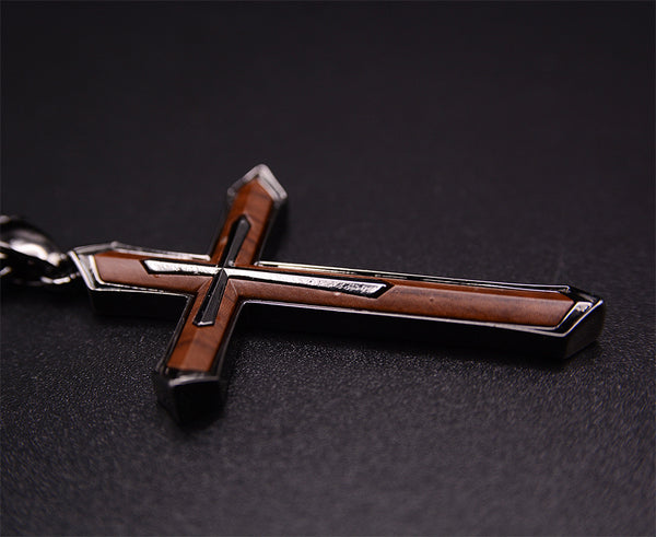 UXD Wooden Men's Cross Necklace