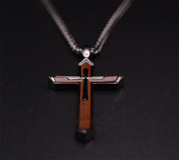 UXD Wooden Men's Cross Necklace