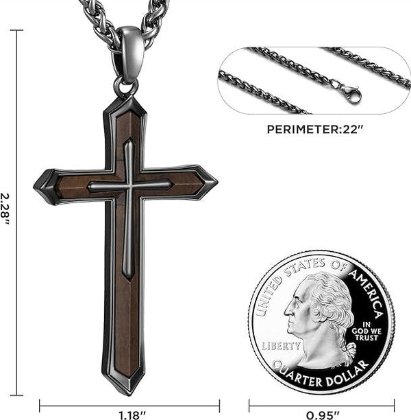 UXD Wooden Men's Cross Necklace