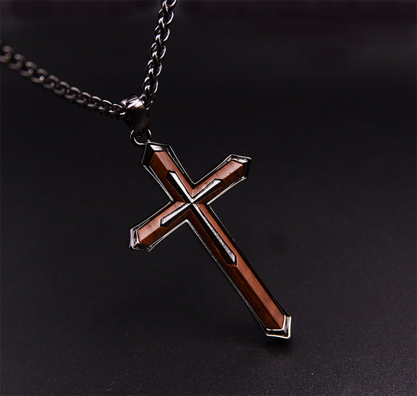 UXD Wooden Men's Cross Necklace