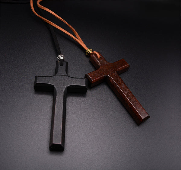 Rustic Elegance: Handmade Vintage Leather Cord Cross Necklace for Men and Women