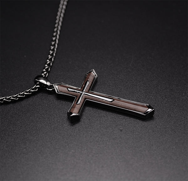 UXD Wooden Men's Cross Necklace
