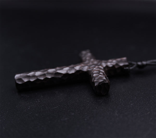 Handmade Eclipse Ebony Wooden Cross Necklace