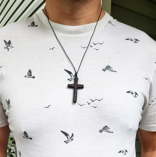 Handmade Eclipse Ebony Wooden Cross Necklace