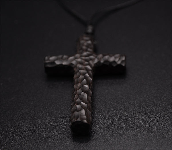 Handmade Eclipse Ebony Wooden Cross Necklace