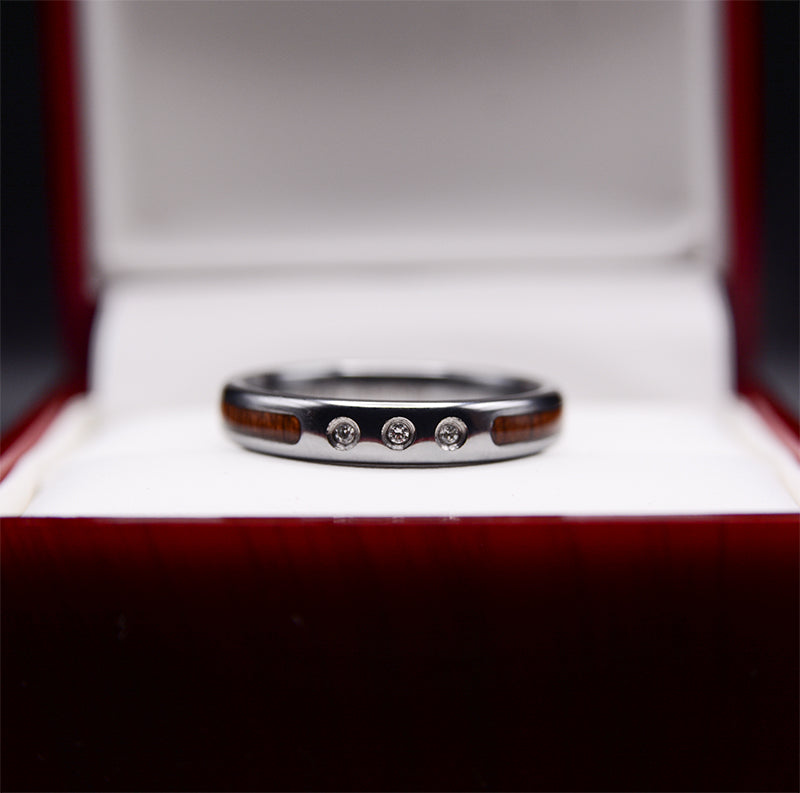 Forest Spark Diamond Wooden Ring 4mm Inlaid with Koa Wood – Urban ...