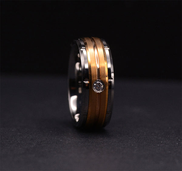 Modern Diamond Tungsten Wedding Ring for Men