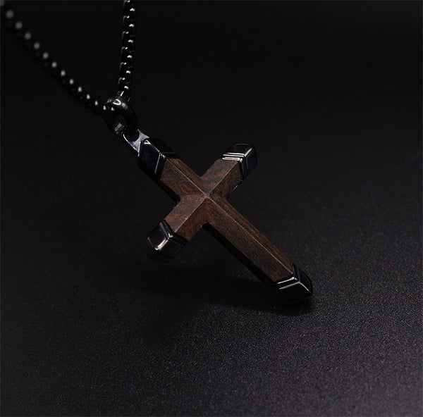 Stylish Symbol of Faith Dark Cross Necklace For Men