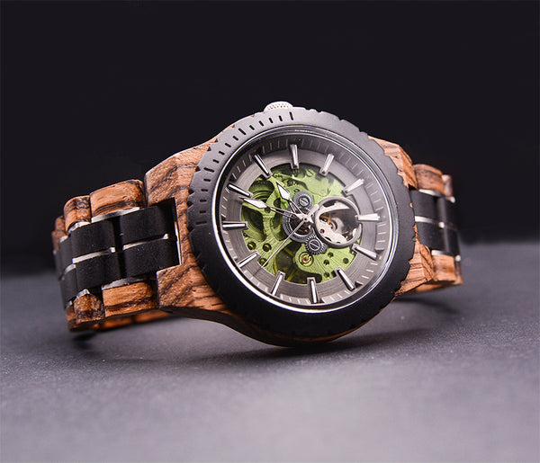 Emerald Shadow Mechanical Wooden Watch