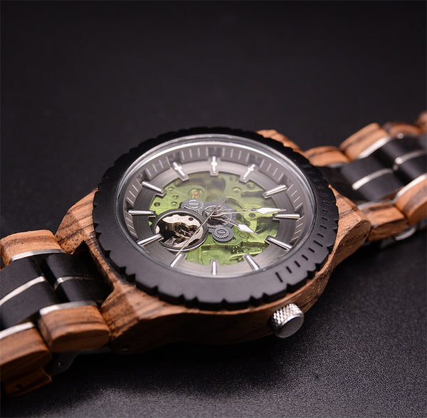 Emerald Shadow Mechanical Wooden Watch