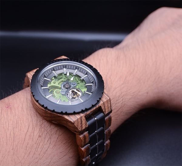 Emerald Shadow Mechanical Wooden Watch