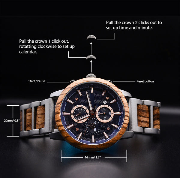 Nature Meets Technology: Chronograph Wooden Watches with Wood and Stainless Steel Band