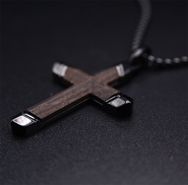 Stylish Symbol of Faith Dark Cross Necklace For Men
