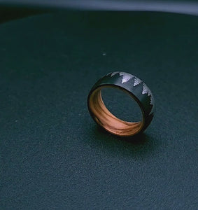 Tungsten Forest Wooden Ring for Men 8 mm Black Wood Wedding Band Comfort Fit | Urban Designer
