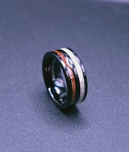 Wooden Rings -Wood Inlay Black Tungsten Ring, Wood Wedding Band For Men