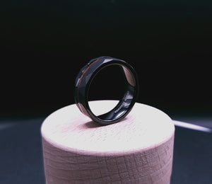 Top selling Wedding Rings for Men: beautiful black tungsten carbide ring with a classy Koa wood inlay. Made of superior quality tungsten carbide. Natural tungsten carbide in bright silver in color.