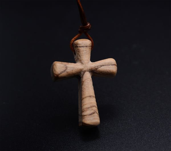 Evergreen Handmade Olive Wooden Cross Necklace