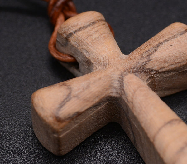 Evergreen Handmade Olive Wooden Cross Necklace