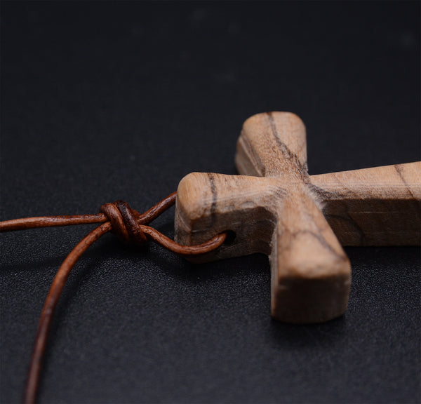 Evergreen Handmade Olive Wooden Cross Necklace