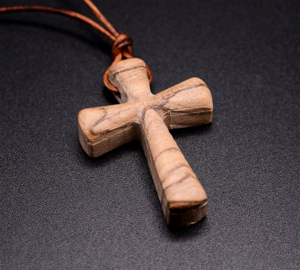 Evergreen Handmade Olive Wooden Cross Necklace